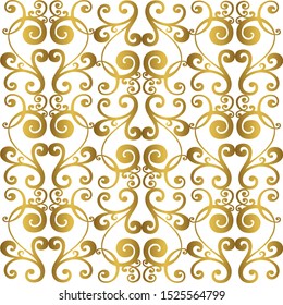 Vector set of hand-painted vintage baroque ornament. Retro pattern antique style acanthus. Seamless pattern