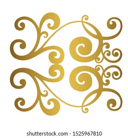 Vector set of hand-painted vintage baroque ornament. Retro pattern antique style acanthus
