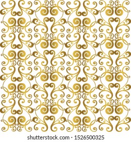 Vector set of hand-painted vintage baroque ornament. Retro pattern antique style acanthus. Seamless pattern