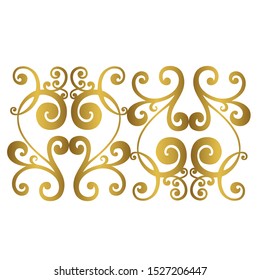 Vector set of hand-painted vintage baroque ornament. Retro pattern antique style acanthus