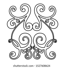Vector set of hand-painted vintage baroque ornament. Retro pattern antique style acanthus