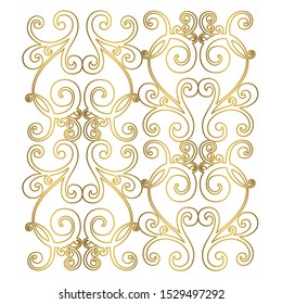 Vector set of hand-painted vintage baroque ornament. Retro pattern antique style acanthus