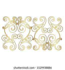 Vector set of hand-painted vintage baroque ornament. Retro pattern antique style acanthus