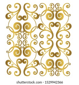 Vector set of hand-painted vintage baroque ornament. Retro pattern antique style acanthus