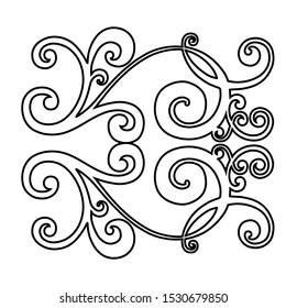 Vector set of hand-painted vintage baroque ornament. Retro pattern antique style acanthus