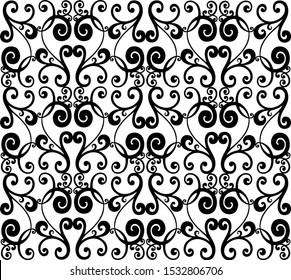 Vector set of hand-painted vintage baroque ornament. Retro pattern antique style acanthus. Seamless pattern