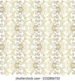 Vector set of hand-painted vintage baroque ornament. Retro pattern antique style acanthus
