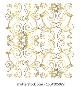 Vector set of hand-painted vintage baroque ornament. Retro pattern antique style acanthus