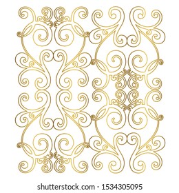 Vector set of hand-painted vintage baroque ornament. Retro pattern antique style acanthus