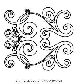 Vector set of hand-painted vintage baroque ornament. Retro pattern antique style acanthus