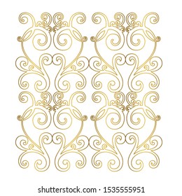 Vector set of hand-painted vintage baroque ornament. Retro pattern antique style acanthus
