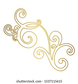Vector set of hand-painted vintage baroque ornament. Retro pattern antique style acanthus