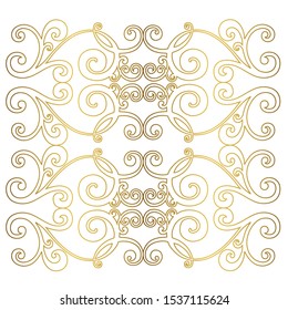 Vector set of hand-painted vintage baroque ornament. Retro pattern antique style acanthus