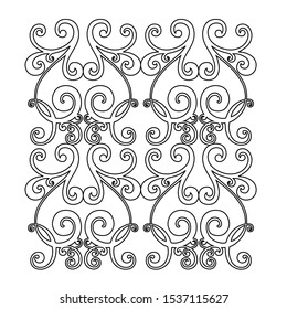Vector set of hand-painted vintage baroque ornament. Retro pattern antique style acanthus