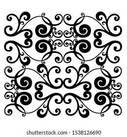 Vector set of hand-painted vintage baroque ornament. Retro pattern antique style acanthus