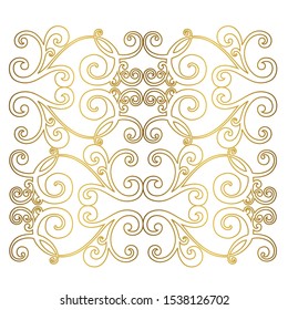 Vector set of hand-painted vintage baroque ornament. Retro pattern antique style acanthus