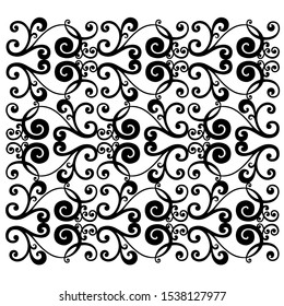 Vector set of hand-painted vintage baroque ornament. Retro pattern antique style acanthus