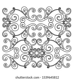 Vector set of hand-painted vintage baroque ornament. Retro pattern antique style acanthus