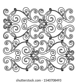 Vector set of hand-painted vintage baroque ornament. Retro pattern antique style acanthus