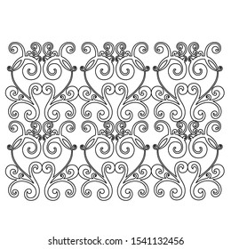 Vector set of hand-painted vintage baroque ornament. Retro pattern antique style acanthus