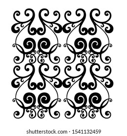 Vector set of hand-painted vintage baroque ornament. Retro pattern antique style acanthus