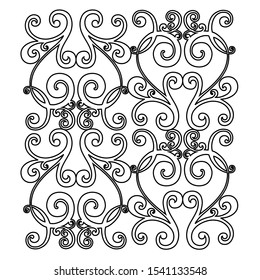 Vector set of hand-painted vintage baroque ornament. Retro pattern antique style acanthus