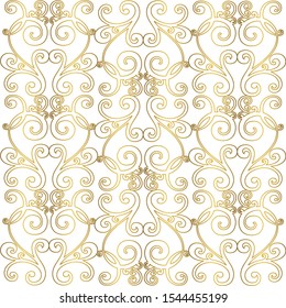 Vector set of hand-painted vintage baroque ornament. Retro pattern antique style acanthus