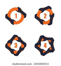 Vector set of hands around circle icon. Isolated on white background
