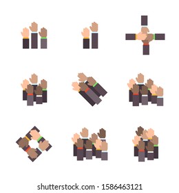 Vector set of hands in flat design style.