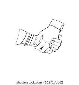 Vector set hands and love. Hand drawn sketch illustration 