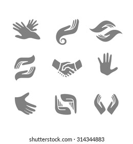 Vector set of hands in various positions