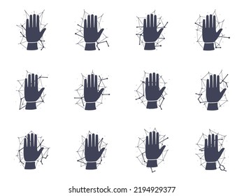 Vector set of hands with zodiac constellations in hand drawn style. Zodiac, astrology or horoscopes fortune telling artwork.