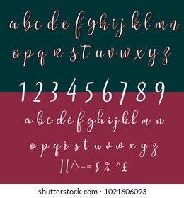 	
Vector set of handwritten ABC letters. Handcrafted vector script alphabet calligraphy font, letters and numbers 
