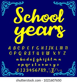 	
Vector set of handwritten ABC letters. Handcrafted vector script alphabet calligraphy font, letters and numbers named School Years