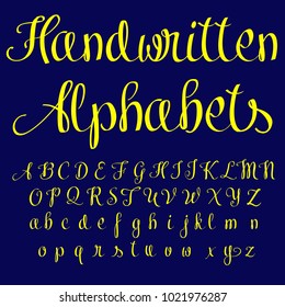 	
Vector set of handwritten ABC letters. Handcrafted vector script alphabet calligraphy font, letters named Handwritten Alphabets