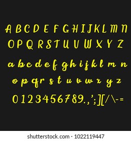 	
Vector set of handwritten ABC letters. Handcrafted vector script alphabet calligraphy font, letters and numbers 