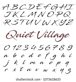 Vector set of handwritten ABC letters. Handcrafted vector script alphabet calligraphy font, letters