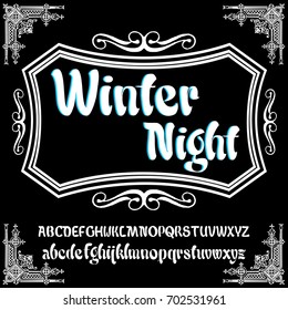 	
Vector set of handwritten ABC letters, numbers, and symbols. Handcrafted vector script alphabet calligraphy font, icon, letters named Winter Night