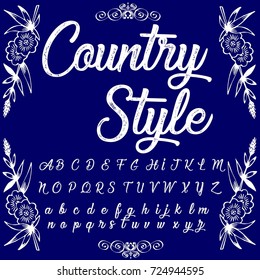 Vector Set Of Handwritten ABC Letters, Numbers, And Symbols. Handcrafted Vector Script Alphabet Calligraphy Font, Icon, Letters Named Country Style