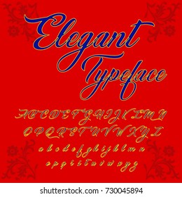 Vector set of handwritten ABC letters. Handcrafted vector script alphabet calligraphy font, letters named Elegant Typeface