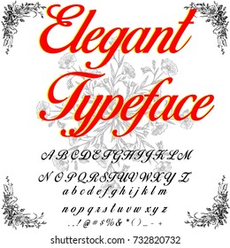 Vector set of handwritten ABC letters, numbers and symbols. Handcrafted vector script alphabet calligraphy font, letters named Elegant Typeface. handwritten fonts. script. fonts. letters. typography. 