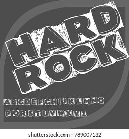 Vector set of handwritten ABC letters. Handcrafted vector script alphabet calligraphy font, letters named Hard Rock
