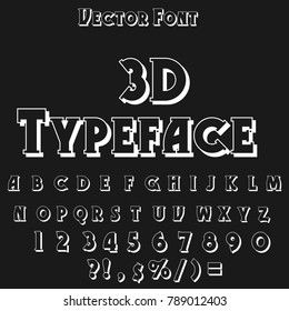 Vector set of handwritten ABC letters. Handcrafted vector script alphabet calligraphy font, letters named 3D Typeface