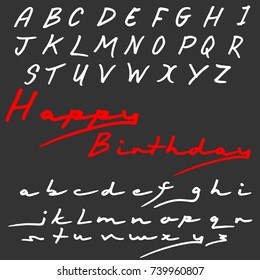 Vector set of handwritten alphabet fonts typeface named Happy Birthday