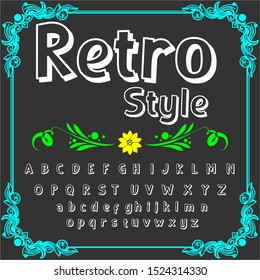 Vector set of handwritten alphabet letters on decorative background vintage