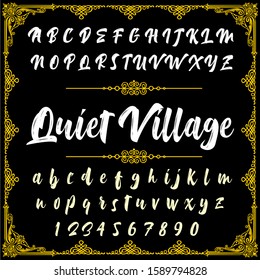 Vector set of handwritten alphabet letters named Quiet Village
