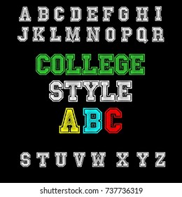 Vector Set Of Handwritten Alphabet Letters. Handcrafted Vector Script Calligraphy Fonts Named College Style ABC