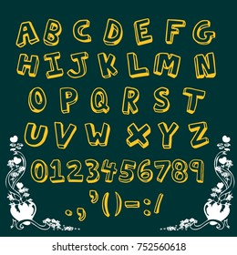 Vector set of handwritten alphabet letters 3D grunge fonts