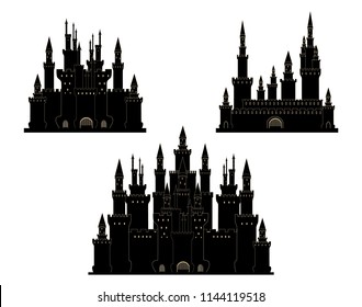 Vector set with handwritten castles