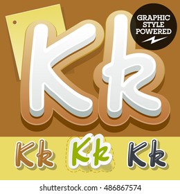 Vector set of handwritten delicious alphabet. Optional colorful graphic styles. Letter K